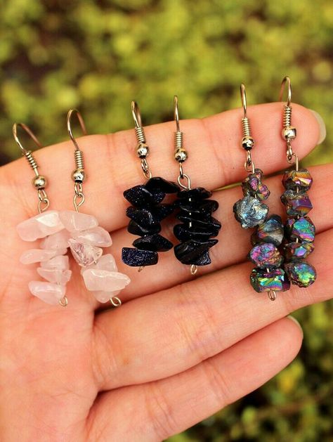 Diy Crystal Earrings, Crystal Earrings Diy, Crystal Jewelry Ideas, Chip Bead Jewelry, Diy Gemstone Jewelry, Crystal Jewelry Earrings, Crystal Jewelry Diy, Diy Crafts Earrings, Anting Manik