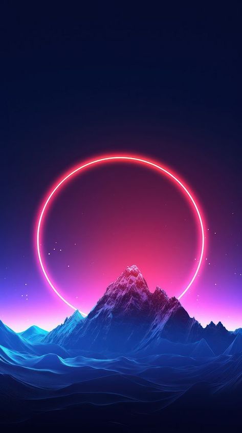 Neon light circle snowy mountains outdoors nature. | free image by rawpixel.com / Chalr Cool Wallpapers Neon, Iphone Sunset Wallpaper, Iphone Wallpaper Neon, Iphone Neon Wallpaper, Neon Mountain, Sunset Wallpaper Iphone, Light Circle, 3d Wallpaper Abstract, Neon Car