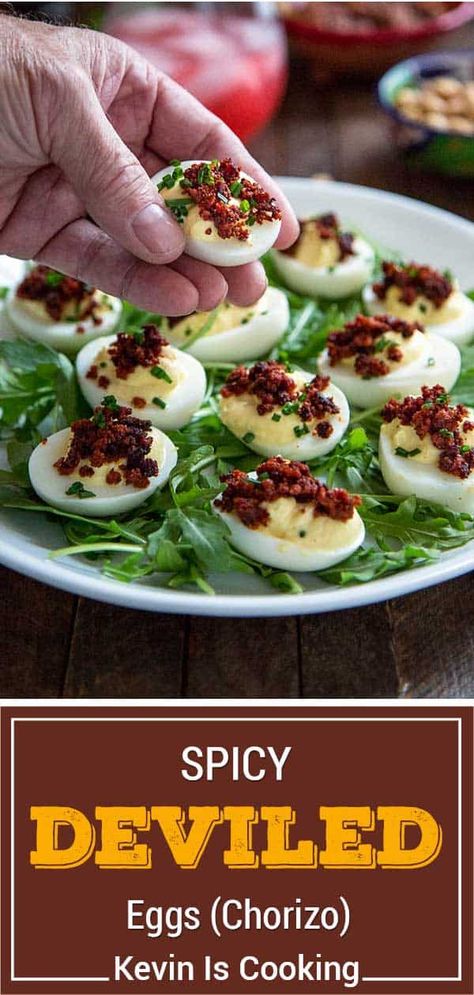 Mexican Deviled Eggs, Chorizo Appetizer, Spicy Deviled Eggs, Holiday Appetizers Easy, Tasty Meatballs, Holiday Appetizer, Homemade Dinner Rolls, Savory Appetizer, Game Day Food