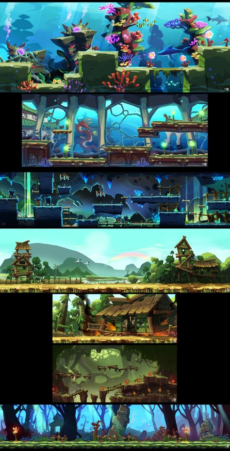 2d Game Concept Art, Platform Game Design, 2d Game Environment, 2d Platformer Level Design, Level Design Concept, Game Design Inspiration, Game Environment Concept Art, Adorable Home Game Design Ideas, Game Design Art