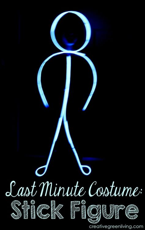 Stick Person Costume, Stick Figure Halloween Costume, Glowstick Costume, Stick Man Costume, Easy Last Minute Halloween Costume, Inexpensive Halloween Costumes, Stick Figure Costume, Glow Costume, Halloween Costumes You Can Make