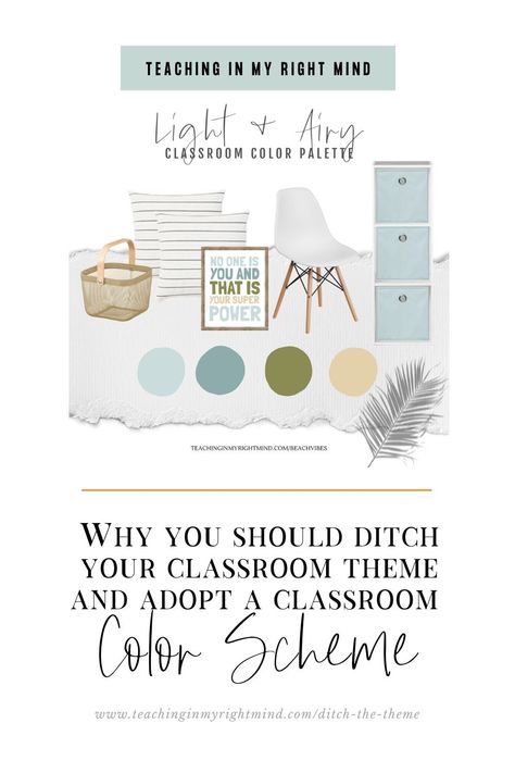 Colors For Classroom Walls, High School Room Decor, Color Schemes For Office, Middle School Classroom Decor Themes, Classroom Colour Scheme, Preschool Classroom Color Scheme Ideas, Calming Classroom Decor Color Schemes, Classroom Themes 2023, Modern Calm Classroom Decor