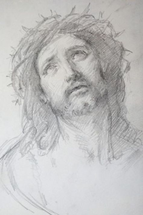 Jesus Sketch Pencil Easy, How To Draw Jesus, Religious Sketches, Jesus Christ Sketch, Christian Sketches, Christian Drawing Ideas, Jesus Drawings Sketches, Drawings Of Jesus, Catholic Drawings