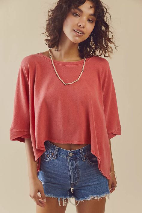 We The Free CC Tee | Free People We The Free Cc Tee, Cute Highschool Outfits, Peach Nectar, Draped Sleeves, Back To School Fashion, Drape Sleeves, Loose Tees, Outfits 2022, Oversized Style