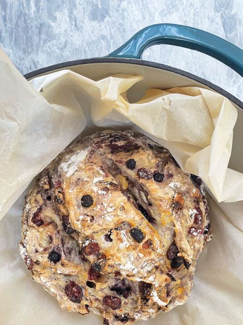 Rustic Fruit and Nut Bread 4 cups all-purpose flour3/4 teaspoon instant yeast2 teaspoons salt1 cup dried fruit (we used a mix of raisins, cranberries, cherries and blueberries)1 cup chopped nuts ((we used a mix of pecans and walnuts))2 cups water In a large bowl, combine flour, Fruit And Nut Bread, Olive Bread Recipe, Cranberry Nut Bread, Loaf Bread Recipe, Homemade Vegetable Beef Soup, Cranberry Walnut Bread, Olives Kalamata, Bread Recipe Video, Dutch Oven Bread