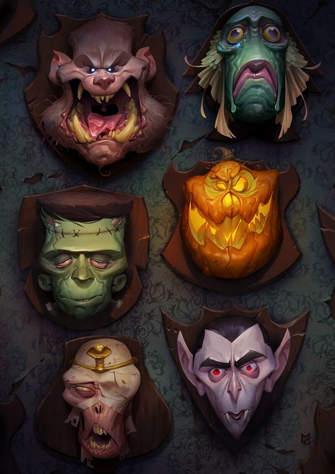 Max Grecke, 3d Karakter, 캐릭터 드로잉, Halloween Illustration, Game Concept Art, Halloween Monster, Theme Halloween, Glass Ideas, Monster Art