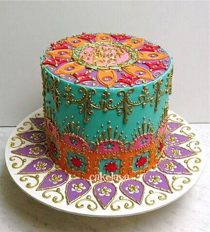 Cake Lava Moroccan Cake, Henna Cake, Indian Cake, Gateaux Cake, Take The Cake, Gorgeous Cakes, Love Cake, Fancy Cakes, Cake Creations