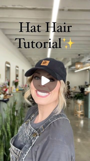 How To Style A Hat, How To Wear A Baseball Hat Women, Ballcap Hairstyles, Hat Hairstyles Short Hair, Ball Cap Hairstyles, Messy Bun Claw Clip, Bun Claw Clip, Baseball Hat Hairstyles, Cap Hairstyles