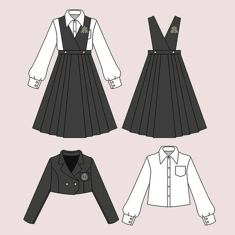 School Uniform Ideas Drawing, School Uniform Outfits Drawing, Fancy Outfits For School, Magic School Uniform Design, Cute School Outfits Uniform, School Uniform Japan, Uniform Sketch, Cute School Uniform Outfits, School Uniform Drawing