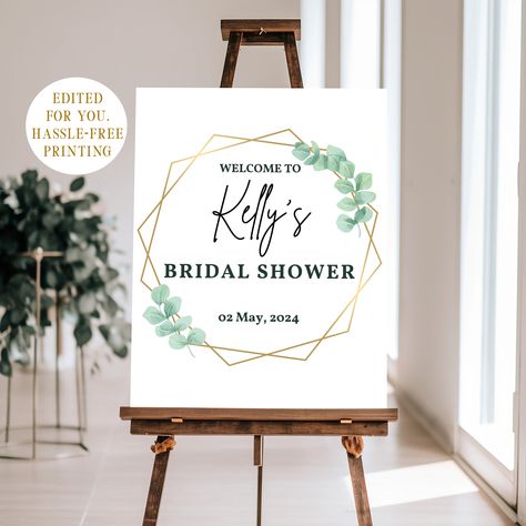 Bridal Party Sign, Natural Aesthetics, Botanical Elements, Bridal Shower Decor, Eucalyptus Greenery, Bridal Shower Welcome Sign, Shower Welcome Sign, Party Sign, Bridal Event