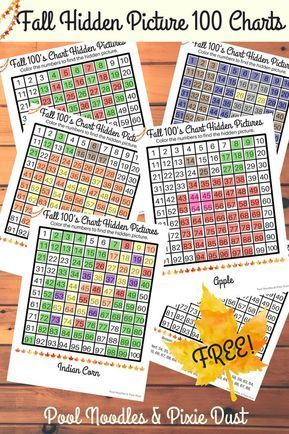 FREE Fall Hundreds Chart Hidden Pictures - Pool Noodles & Pixie Dust Mystery Pictures Free, 100's Chart, Math Mystery Picture, Hundreds Chart, 100 Chart, Fun Math Games, Mystery Pictures, Second Grade Math, Math Methods