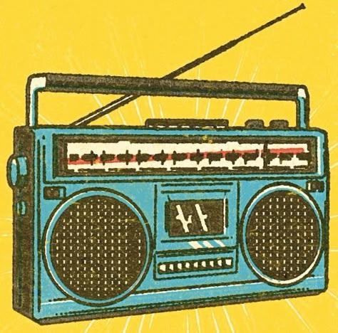 Boombox Art, Tupac Pictures, Drawing Aesthetic, Boom Box, Music Illustration, Aesthetic Retro, Radio Wave, Vintage Radio, Website Inspiration