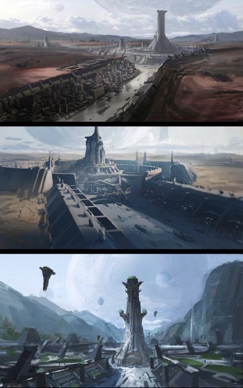 Imperial City, Sci Fi Landscape, Sci Fi City, Sci Fi Environment, Alien Worlds, Fantasy City, Futuristic Art, Different Ideas, Fantasy Places