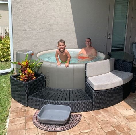 Portable Jacuzzi Ideas, Blow Up Jacuzzi Outdoor Ideas, Softub Ideas Backyards, Inflatable Spa Surround Ideas, Lazy Spa Surround Ideas, Inflatable Hot Tub Ideas Backyard Budget, Saluspa Hot Tub Ideas, Small Jacuzzi Outdoor, Small Garden Jacuzzi