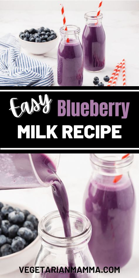 Blueberry Milk, Strawberry Almond Milk, Blueberry Drinks, Best Non Alcoholic Drinks, Milk Tea Recipes, Fruity Treats, Homemade Cocktails, Healthy Blueberry, Vegan Blueberry