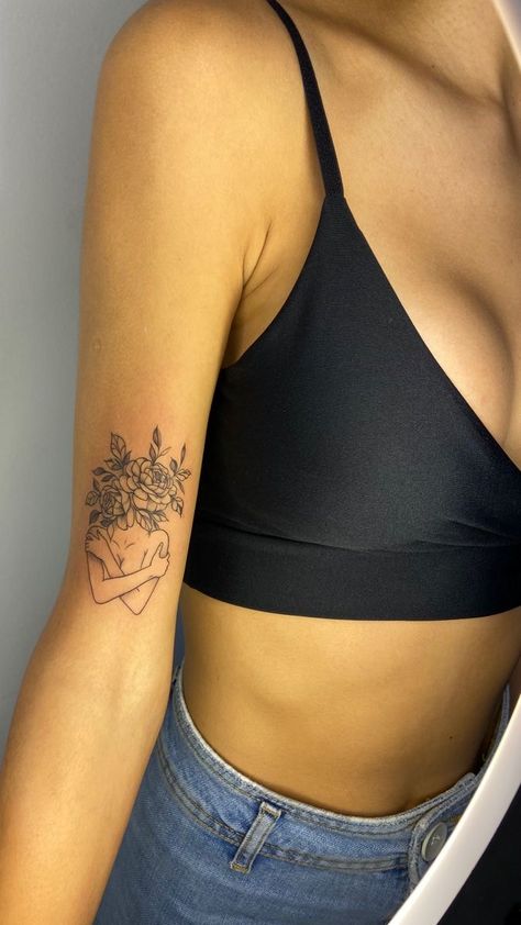 Tattoo On Inner Upper Arm, Upper Arm Line Tattoo, Women Inner Arm Tattoo, Upper Wrist Tattoo, Unique Upper Arm Tattoos For Women, Inner Upper Arm Tattoos For Women, Upper Inner Arm Tattoos For Women, Still Growing Tattoo, Tricep Tattoos Women