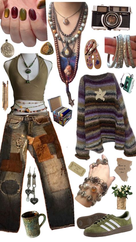 yk all the buzzwords grunge, fairy, earthy, hippie, academia, stoner, cottagecore, blah blah blah Grunge Hippie Outfits, Hippie Grunge Outfits, Hippie Outfit Inspo, Hippie Boho Outfits, Hippie Academia, Earthy Outfits Aesthetic, Cottagecore Outfit, Earthy Style, Mode Hippie