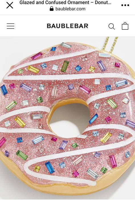 Donut Christmas, Donut Ornament, Bauble Bar, Pink Frosting, Xmas Diy, Christmas Ornaments Homemade, Bracelet Sizes, Allergies, Sprinkles