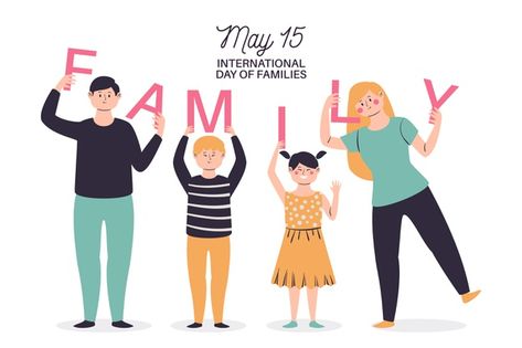 Poster Slogan About Family, Family Day Poster, International Family Day Poster, Different Families Illustration, Parents Illustration Families, Best Wishes Images, International Day Of Families, Global Day Of Parents, Education Creative