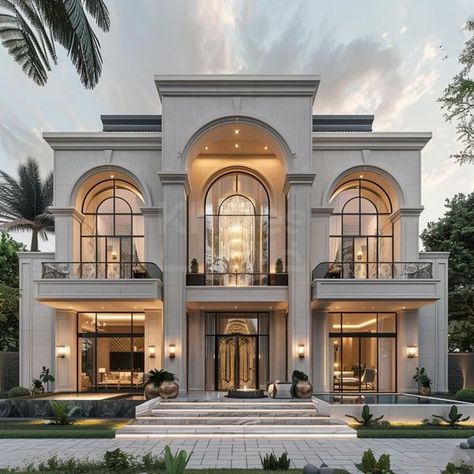 Simple House Exterior Design, House Structure Design, Front Elevation Design, Neoclassical House, Classical Building, Architecture Elevation, Classic House Exterior, Classic Villa, Architectural Design House Plans