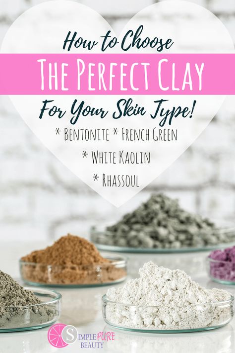 DIY skincare lets you find the perfect products for your needs. Learn about four types of clay and their benefits to make your own clay facial mask. #facemask #diy #skincare #diyfacemasks #bentoniteclay #kaolinclay #frenchgreenclay #rhassoulclay #claymasks #clay #Acne #antiaging Clay For Skin, Make Your Own Clay, Types Of Clay, Homemade Face Cream, Tumeric Face, Face Scrubs, Tumeric Face Mask, French Green Clay, Face Scrub Homemade