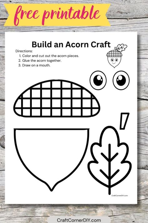 Build an acorn craft for fall Construction Paper Thanksgiving Crafts, Kids Fall Crafts, Easy Thanksgiving Crafts, Acorn Crafts, Fall Arts And Crafts, Easy Fall Crafts, Thanksgiving Crafts For Kids, Spring Crafts For Kids, Winter Crafts For Kids