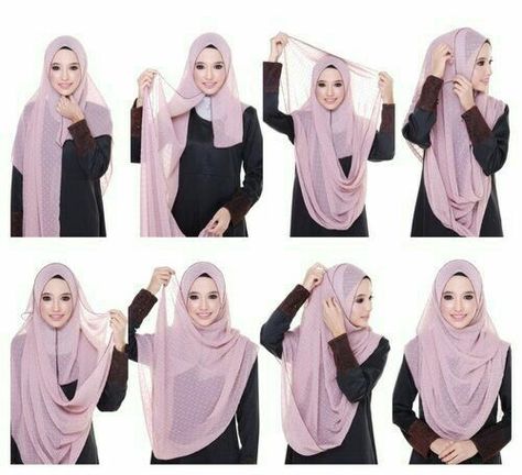 Square Hijab Tutorial, Purple Hijab, Hijabi Mode, Hijab Stile, How To Wear Hijab, Fesyen Islam, Simple Hijab Tutorial, Stile Hijab, Simple Hijab