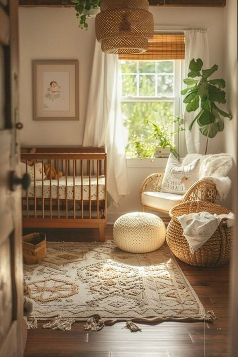 Warm Nursery Ideas, Bohemian Baby Room, Boho Boy Nursery, Boho Nursery Neutral, Scandi Boho Living Room, Minimalistic Nursery, Earthy Nursery, Scandinavian Baby Room, Minimalist Baby Room