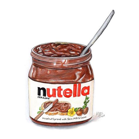 Miriam 🍋 Food Illustration trên Instagram: “It’s World #Nutella Day, my friends! And with a really rainy day like today, I would totally empty a jay right now 🥄 Wishing you all the…” Pixel Speech Bubble, Crepes Nutella, Image Girly, Tumblr Transparents, Nutella Jar, Tumblr Png, Tumblr Drawings, Food Sketch, Food Illustration Art