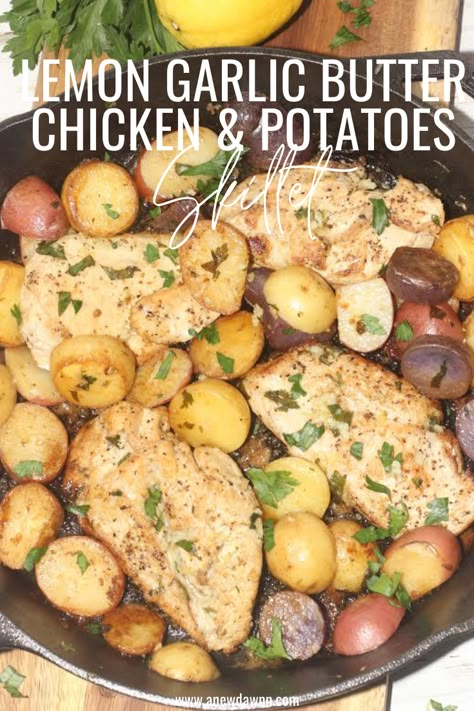 Lemon Herb Chicken And Potatoes, Skillet Lemon Herb Chicken And Potatoes, Lemon Chicken And Potatoes Crockpot, Lemon Garlic Chicken And Potatoes, Chicken And Potatoes Recipes Skillet, Chicken Breast With Potatoes Recipes, Chicken And Baby Potatoes Recipes, Chicken Breast Recipes With Potatoes, Chicken Breast And Potatoes Recipes