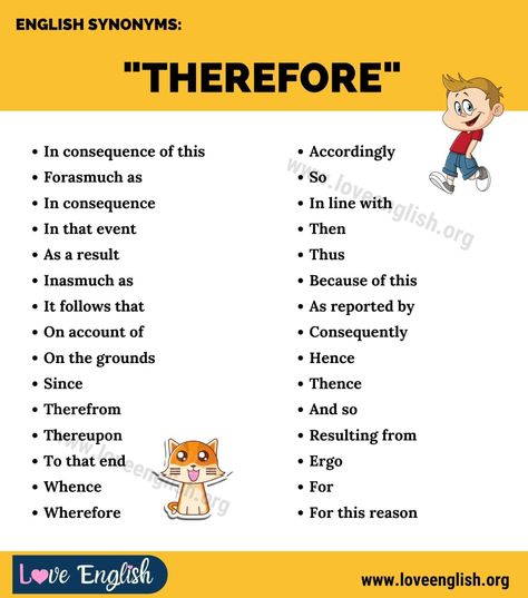 Another Word for THEREFORE: 30 Interesting Ways To Say "Therefore" - Love English Therefore Synonym, English Subject, Congratulations Wishes, Other Ways To Say, Essay Writing Skills, Descriptive Words, English Vocab, Reading Tips, Word Choice