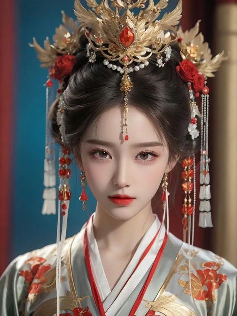 Chinese Traditional Hairstyles, Trendy Curtain Bangs, Wild West Outfits, Ancient Chinese Hairstyles, Chinese Empress, Chinese Princess Dress, Decorative Hair Pins, Traditional Asian Dress, Chinese Accessories