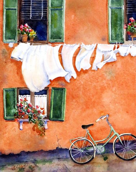 Laundry Artwork, Clothesline Art, Laundry Poster, Prints Clothes, Laundry Room Wall Art, Laundry Art, Hanging Laundry, Laundry Room Art, Italian Posters