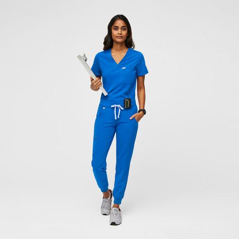 Scrubs Outfit, Scrubs Uniform, Figs Scrubs, Medical Outfit, Blue Scrubs, Scrubs Nursing, Womens Scrubs, Medical Scrubs, Fashion Joggers