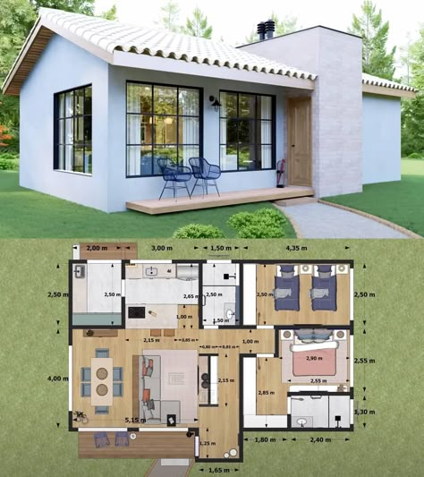 Vacation House Plans, Small Modern House Plans, Bungalow Style House Plans, Modern Small House Design, Model House Plan, House Construction Plan, House Layout Plans, Sims House Plans, Small House Design Plans