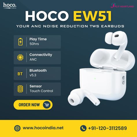 🎵 Dive into the Melody with Hoco India's EW 51 Earbuds! 🎶 Immerse yourself in pure sound bliss with the EW 51 Earbuds from Hoco India! 🎧 Whether you're grooving to your favorite beats or catching up on podcasts, these earbuds deliver unparalleled audio quality. ✨ Why choose EW 51? Crisp, Clear Sound Comfortable Fit Sleek Design Easy Connectivity Get yours today on Amazon: https://www.amazon.in/l/27943762031?ie=UTF8&marketplaceID=A21TJRUUN4KGV&me=A3SNMVJ2JJTAM8 For inquiries and orders, co... Follow Us On Social Media, Why Choose Us, Sky Images, The Melody, Text Animation, Touch Control, Noise Reduction, Apple Products, Product Design