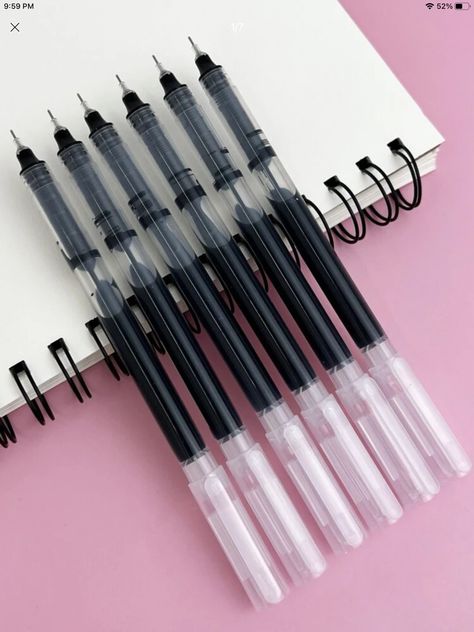 Pens Aesthetics, Black School Supplies, Black Stationary, Cool Pens, Stationary School Supplies, Nice Pens, Japanese School Supplies, Japanese Pens, Black Pens