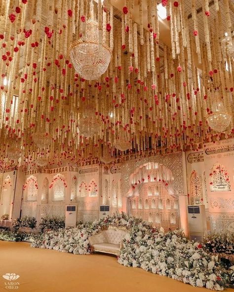 White And Pink Indian Wedding Decor, Sheesh Mahal Wedding Decor, Elegant Reception Decor, Wedding Stage Indian, Barat Decor, Enchanted Wedding Decor, Marriage Hall Decoration, Sheesh Mahal, Pakistani Wedding Decor