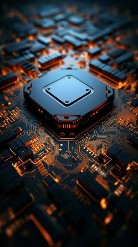 Circuit board hosts processor, central to intricate electronic pathways and functionalities Vertical Mobile Wallpaper AI Generated Industry 4.0, Processor Wallpaper, Hi Tech Wallpaper, Tech Wallpaper, Mechatronics Engineering, 3d Music, Home Screen Wallpaper Hd, Electronics Wallpaper, Electronics Background