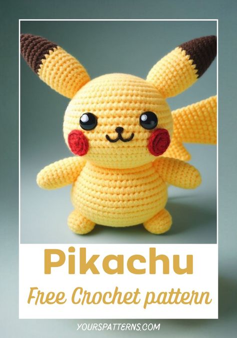 Pikachu Amigurumi Pikachu Knitting Pattern Free, Pokemon Arigumi, Pokemon Crochet Patterns Free Pikachu, Amigurumi Pikachu Free Pattern, Free Crochet Pikachu Pattern, Agrumini Crochet, Pikachu Amigurumi Free Pattern, Crochet Pikachu Pattern Free, Pikachu Crochet Pattern Free