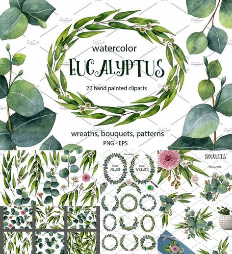 Eucalyptus Printable Free, Causal Wedding, Free Downloadable Prints, Medicinal Flowers, Unique Bouquets, Watercolour Leaves, Event Stationery, Png Flowers, Photoshop Watercolor