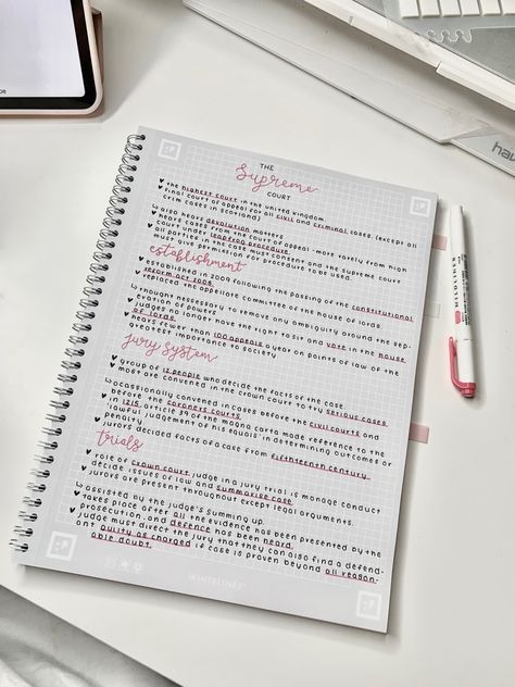 Pink aesthetic study notes How To Write Organized Notes, College Notes Aesthetic Psychology, Law School Pink Aesthetic, Law Studies Notes, Law Student Aesthetic Notes, Law Notes Ideas, How To Write Pretty Notes, Aesthetic Law Notes, Neat Notes Study Inspiration