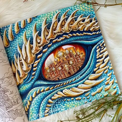 Navi (@navicoloring) • Instagram photos and videos Worlds Within Worlds, Animorphia Coloring Book, Animorphia Coloring, Coloring Pages Nature, Joanna Basford Coloring, Kerby Rosanes, Basford Coloring, Dragon Eye, Colouring Techniques