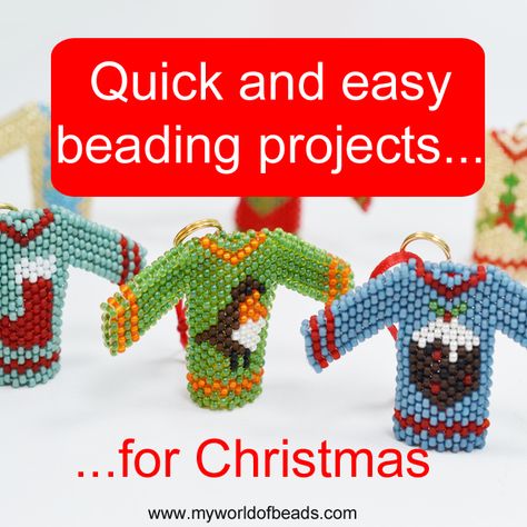 Easy Beading Projects, Gifts To Give Friends, Easy Beading, Free Beading Tutorials, Beaded Christmas Decorations, Seed Bead Projects, Christmas Jewellery, Christmas Stocking Pattern, Halloween Beads