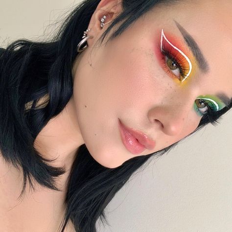 Teo (@teoxnagy) • Instagram photos and videos  Rainbow pride makeup inspo Pride Graphic Liner, Rainbow Graphic Liner, Makeup Pride, 2022 Makeup, Artsy Makeup, Festival Inspo, Pride Makeup, Graphic Makeup, Formal Makeup