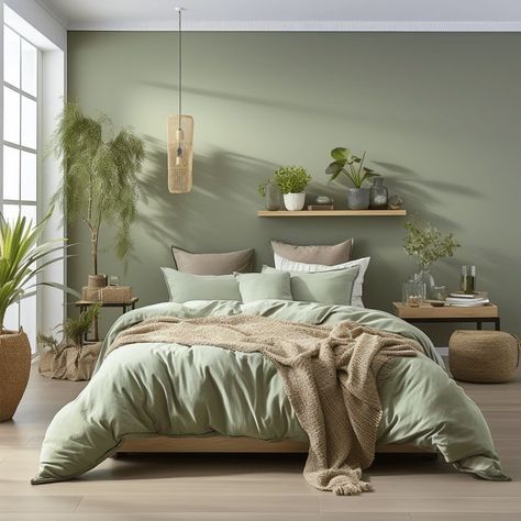 Bedroom Decor Master For Couples, Sage Room, Bedroom Decor For Couples Romantic, Bedroom 2023, Green Bedroom Decor, Airbnb Ideas, Christmas Home Decor Ideas, Bedroom Color Combination, Neutral Bedroom Decor