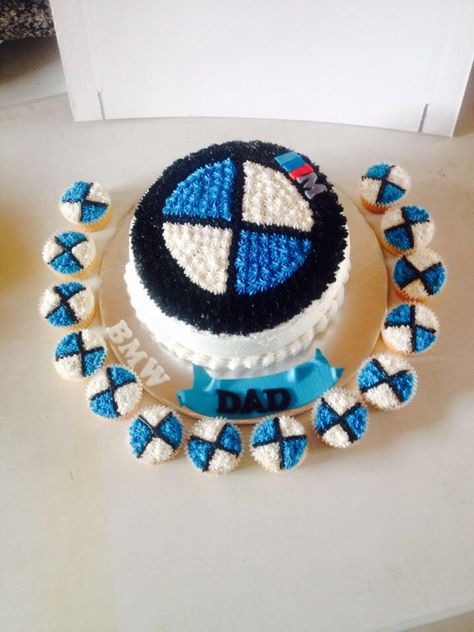 BMW buttercream cake Bmw Themed Birthday Party, Bmw Decorations Birthday, Bmw Theme Cake, Bmw Cupcakes, Cake Bmw Birthdays, Bmw Cake, Cardboard Kitchen, Numbers Cake, Cake And Cupcakes