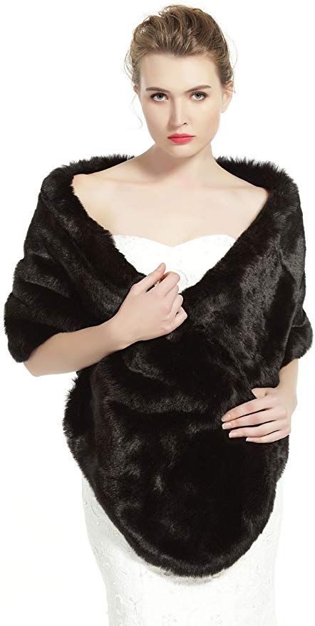 Faux Fur Wrap Shawl Stole Women's Bridal Long Shrug Cape for Wedding Dress Winter Black: Amazon.co.uk: Clothing 1920s Fancy Dress, Gatsby Costume, Faux Fur Shrug, Bridal Fur, Faux Fur Shawl, Bridal Shrug, Faux Fur Wrap, Wedding Cape, Bridal Shawl