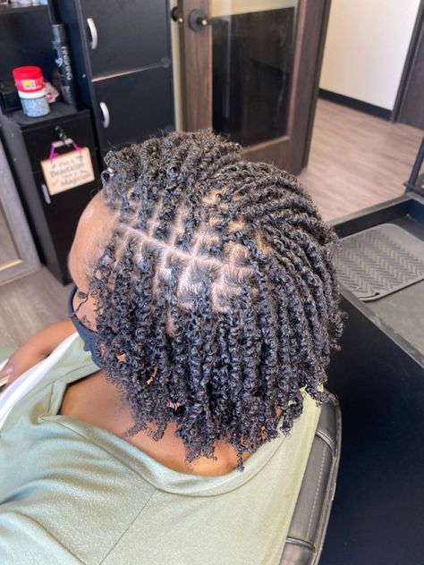 Starter Locs with two strand twist Start Locs With Two Strand Twist, Starter Locs With Braids, Starter Locs Two Strand Twist Short, Small Loc Parts, Braid Locs Starter, Two Strand Twist Starter Locs 4c Hair, Small Starter Locs, Microloc Hairstyles, Loc Twists