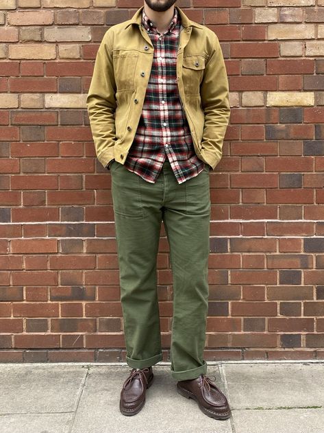 Paraboot Michael Outfit, Paraboot Michael, Utilitarian Style, Chore Coat, Coat Outfits, Mens Casual Outfits, Fall Winter Outfits, Mens Clothing Styles, Military Jacket